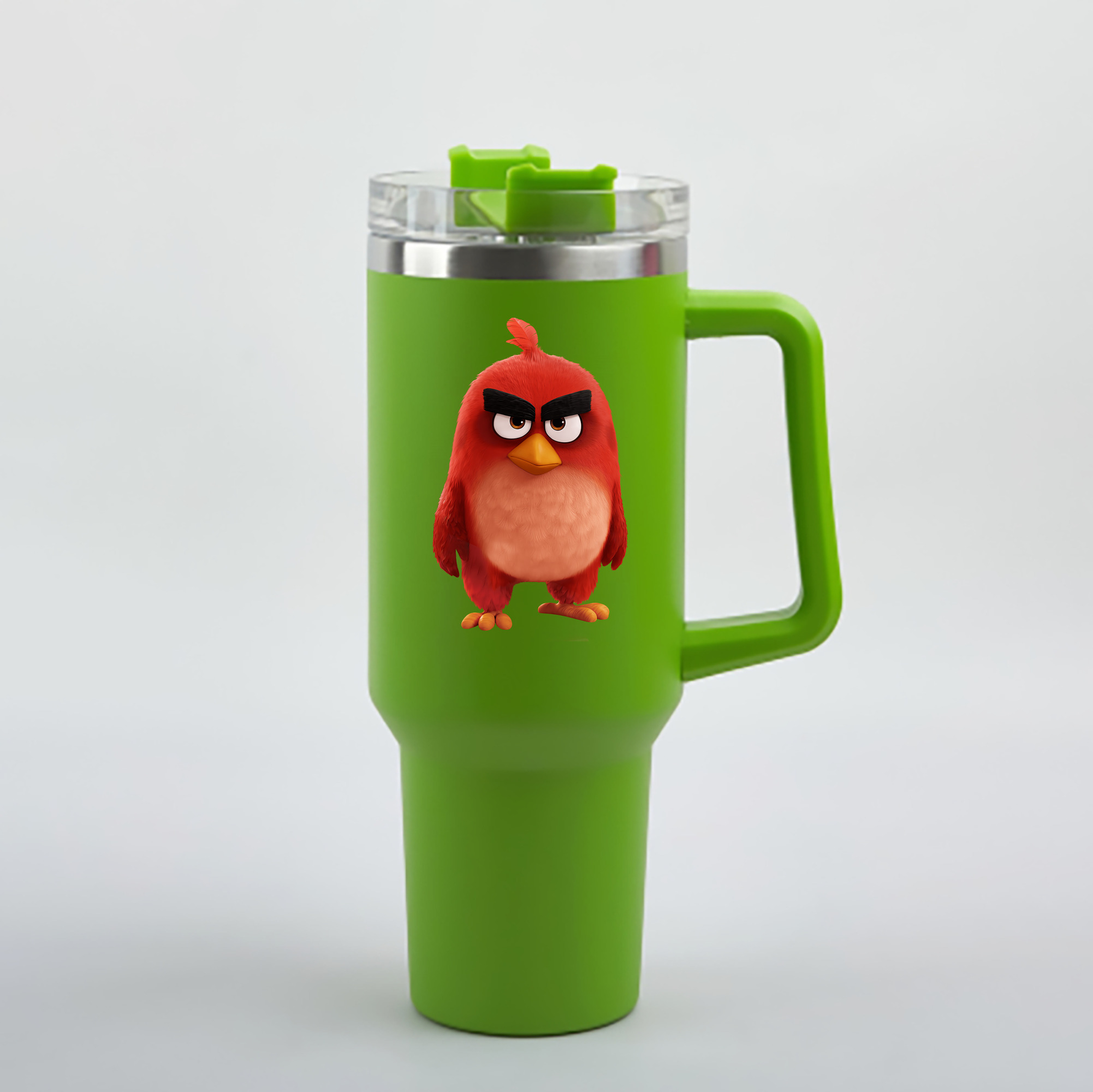 （画像用） Angry Birds アングリーバード 1200mL車用タンブラー - クリスタルステッカー（プラスチックストロー付き）